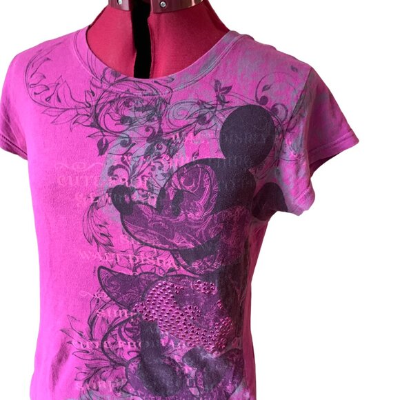 DISNEYLAND - Disney Minnie Mouse Purple fushsia tshirt with rhinestones - Medium - Picture 2 of 8